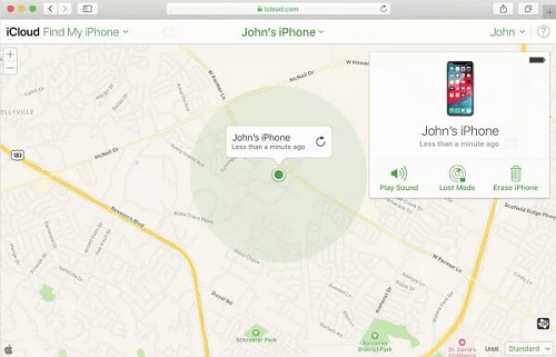 see iPhone location on find my iPhone