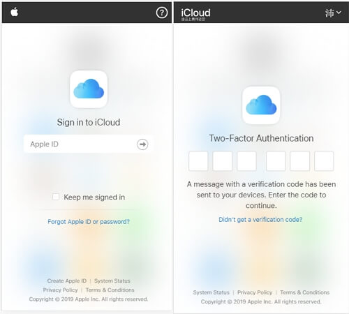 login icloud.com on mobile phone