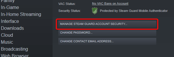 manage steam guard