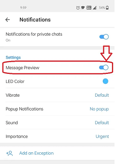 message preview on telegram
