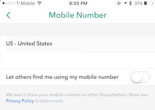 mobile number snapchat