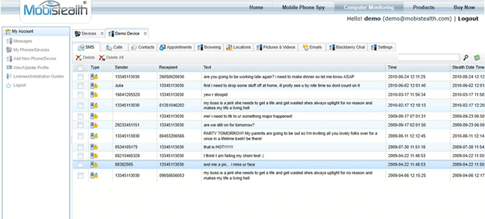 mobistealth email logging