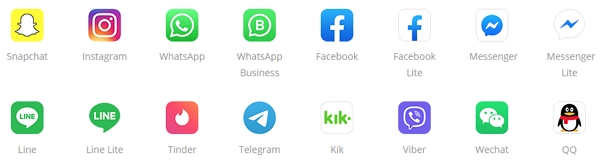 a list of support apps that can be tracked by kidsguard pro