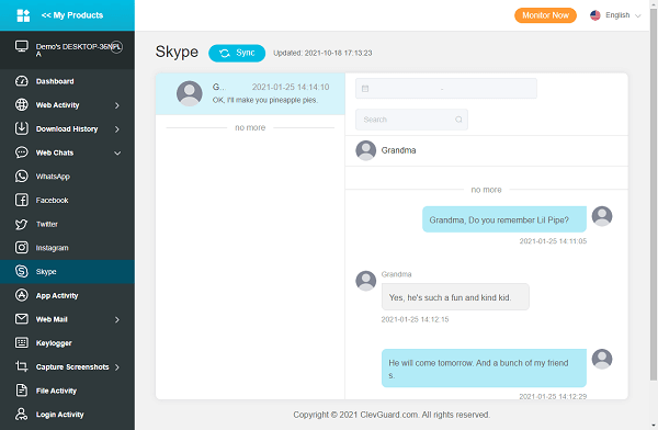 monivisor skype chat