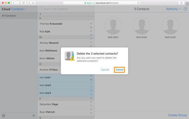 multiply delete contacts on iphone
