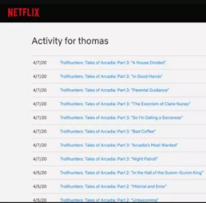 Netflix activity for thomas