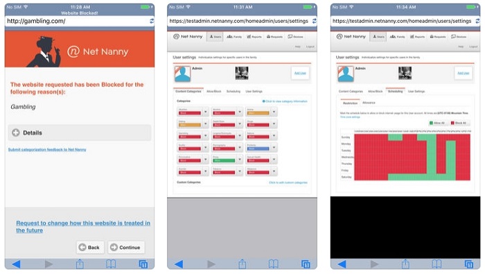 net nanny app opens settings