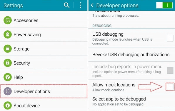 allow Developer Option and Mock Location.