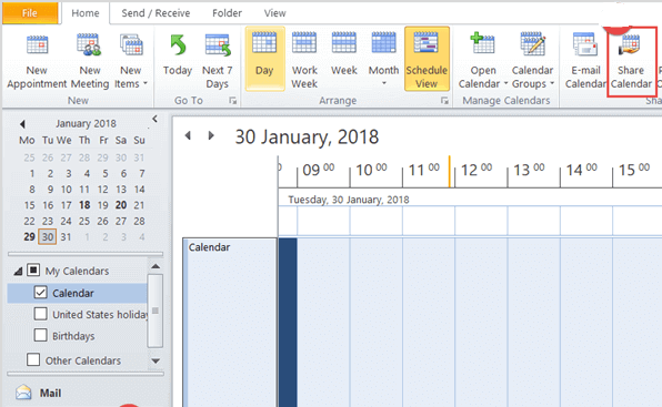 compartir calendario en outlook