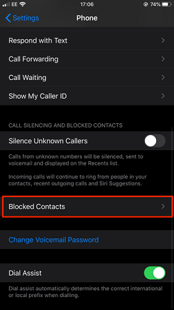 phone blocked contacts