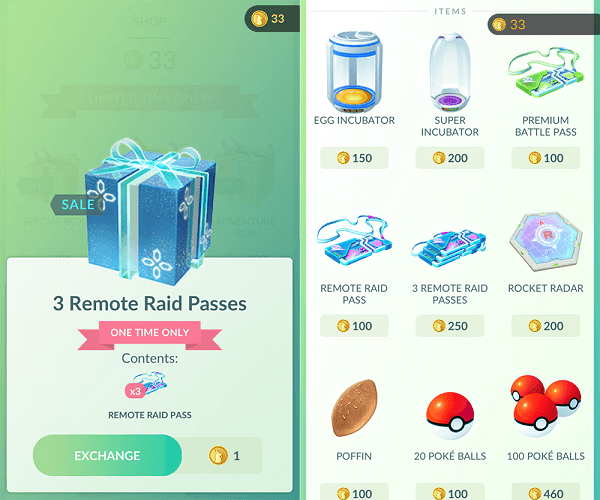 Use Remote Raid Passes in the pokemon go