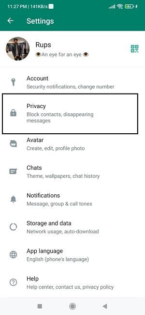 privacy setting fo whatsapp