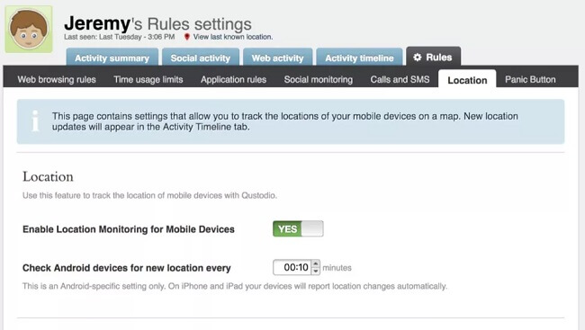 qustodio location tracking