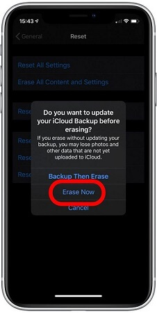 recover with icloud erase now