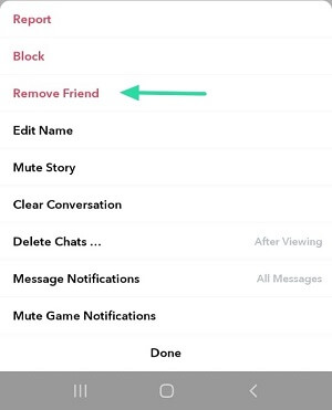 remove friend option