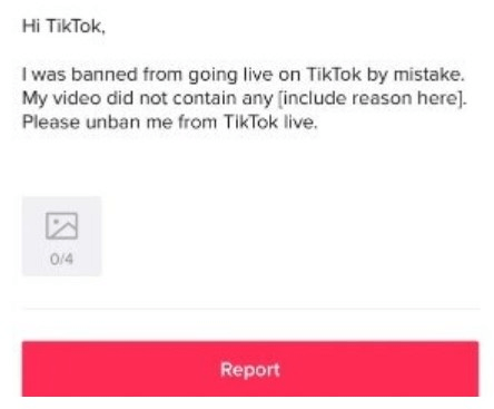 report a problem to get tiktok account unbanned 3