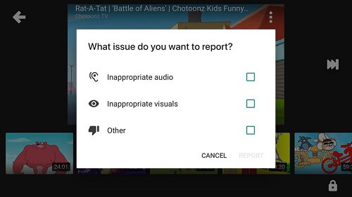 report inappropriate videos on youtube kids