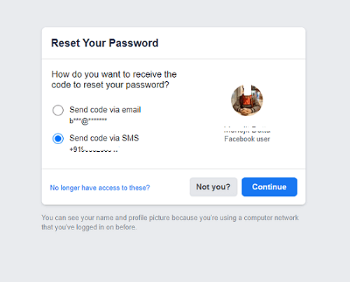 réinitialiser le mot de passe facebook