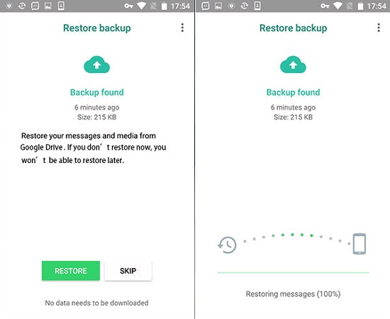 restore whatsapp backup to check call history