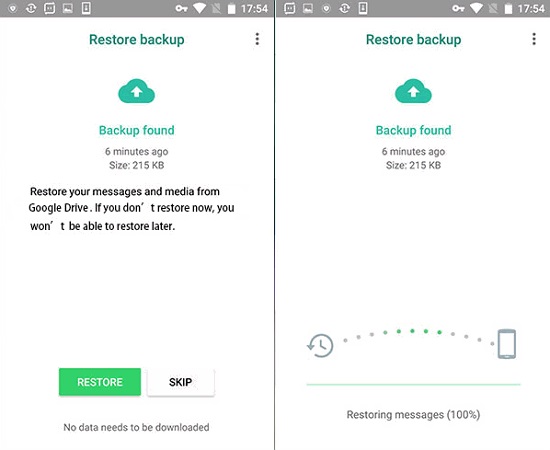 restore from local backup