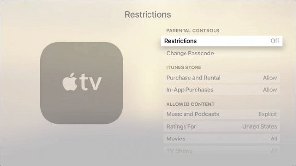 restriction on apple tv