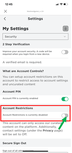 account restrictions