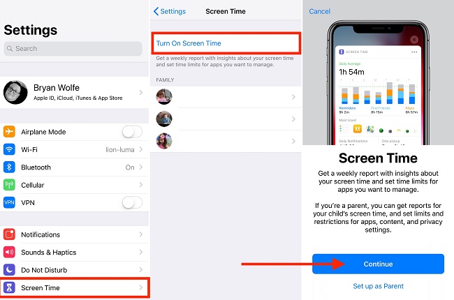 screen time setup