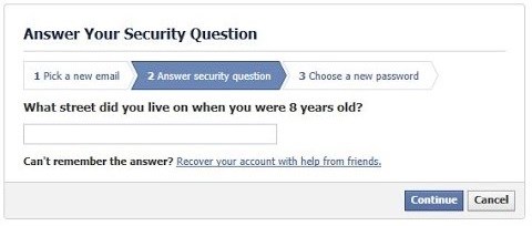 facebook security question