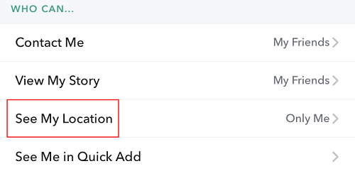 see my location option on snapchat