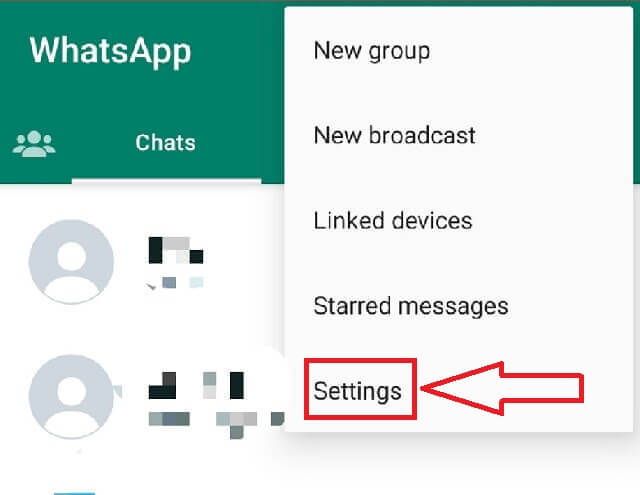 select setting on whatsapp