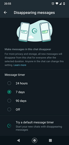 send disappearing messages on whatsapp 3