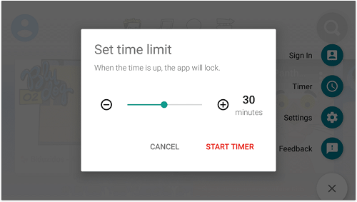 set a timer on youtube kids