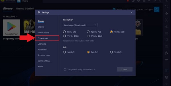 how to set bluestacks emulator