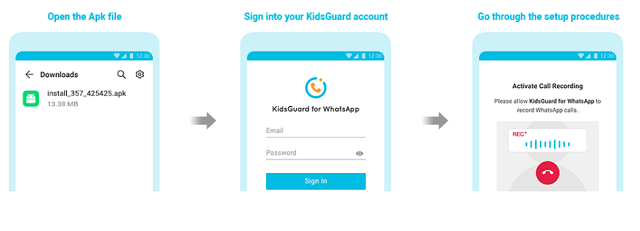 setup kidsguard for whatsapp to targeted phone