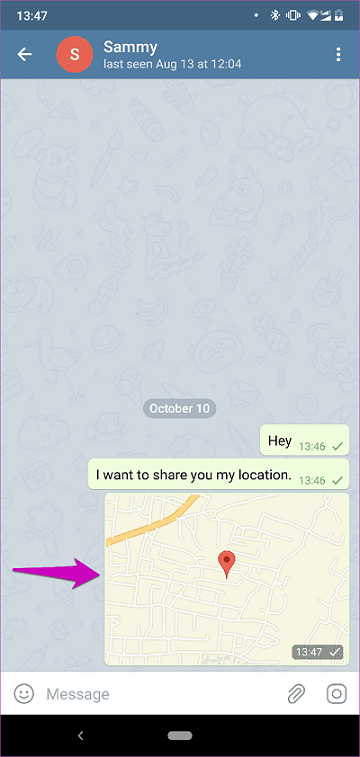 share location on Telegram