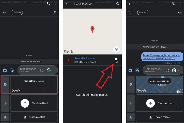 share location on google messages