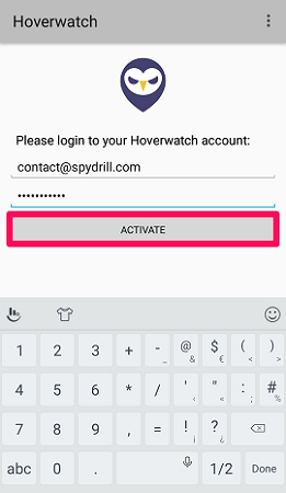 log in on target device