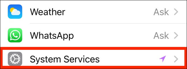 system services on iphone