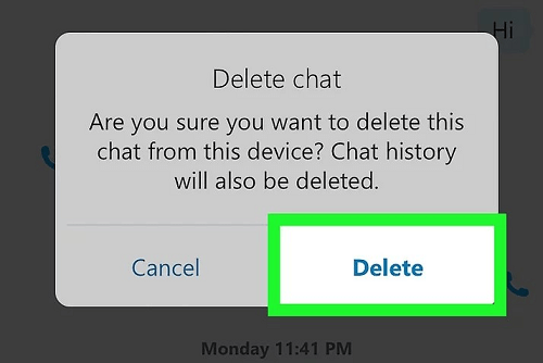 tap on delete