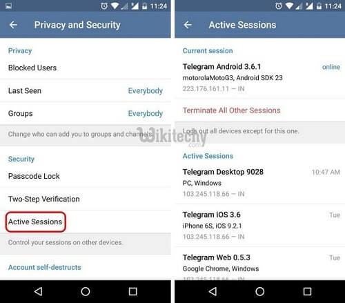 telegram active sessions