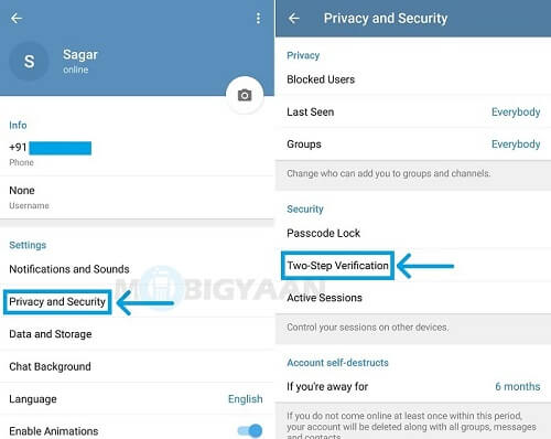 telegram two step verification