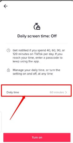 TikTok daily time off