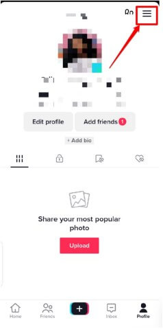 tiktok profile three horizontal lines