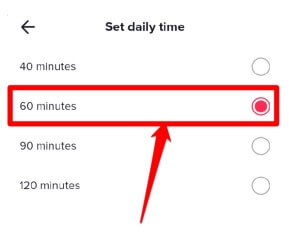 TikTok daily time 60 minutes