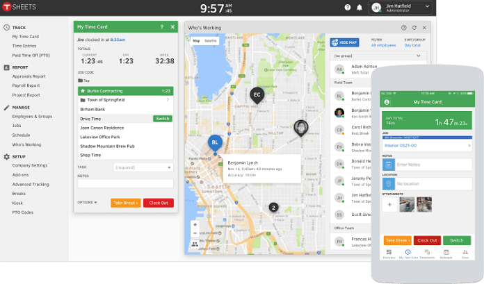 tsheets employee location tracking