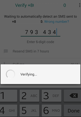 whatsapp six verification code