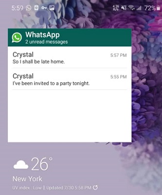 use android whatsApp widget to read whatsapp message