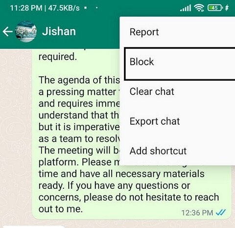 block someone on whatsapp