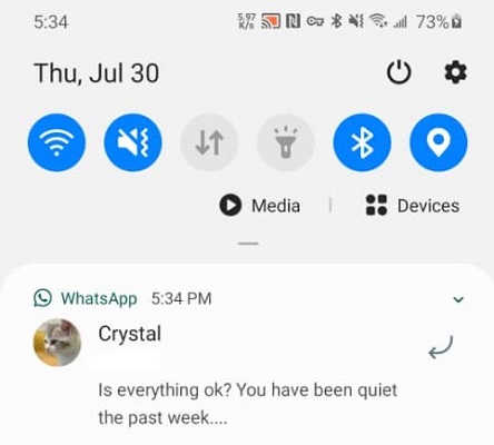 reading whatsapp message on the notification bar