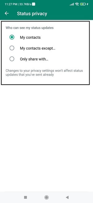 whatsapp privacy setting